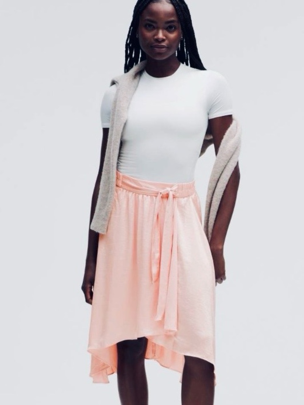 Rare Lululemon!  Pink Tie-Waist high low satin skirt - size 8